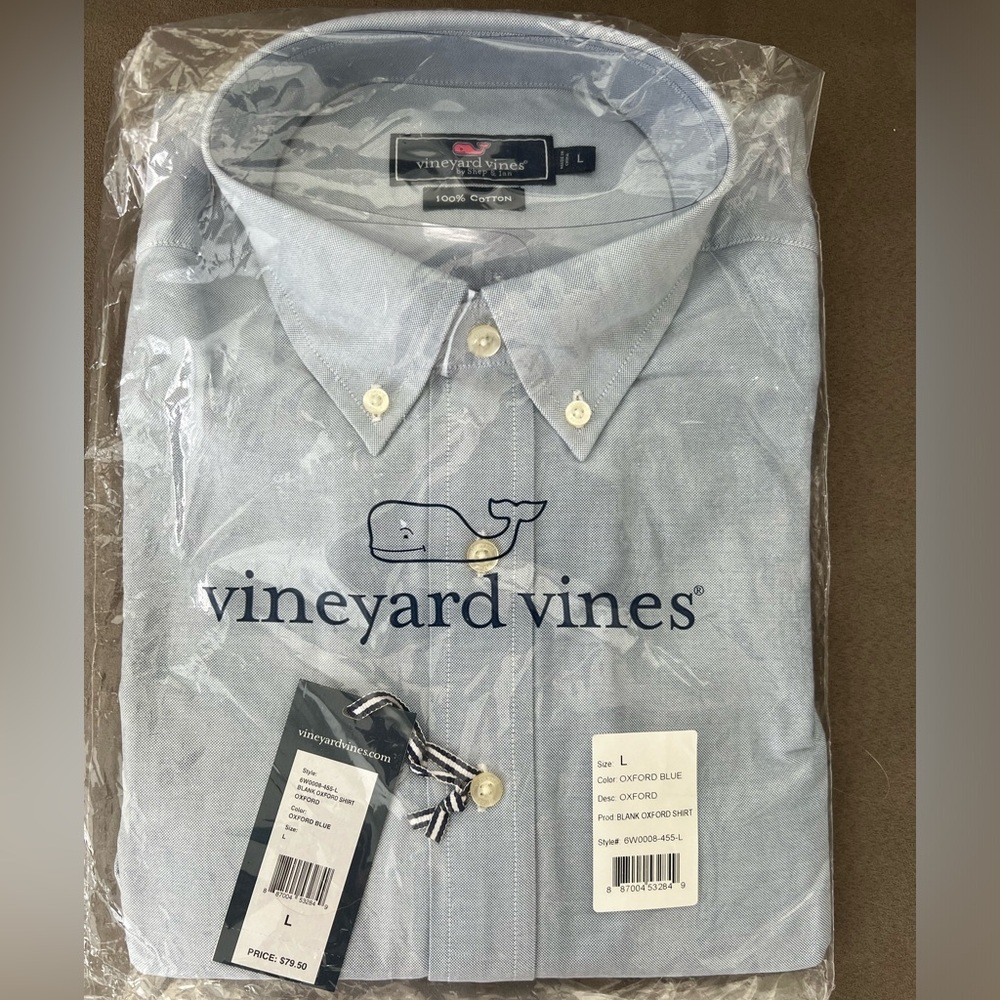 NWT Men’s Vineyard Vines Oxford Blue Long Sleeve Button Down Dress Shirt.